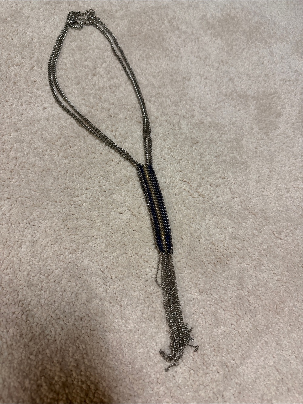 Stella & Dot Silver Multi-Chain Necklace with Navy Accent